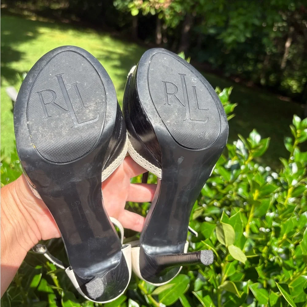 Ralph Lauren Black and Cream Heels with Elegant Design - Picture 4 of 4